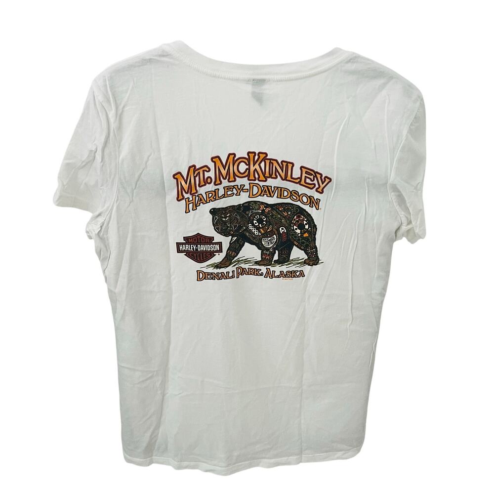 Harley Davidson Mt McKinley Denali Alaska Bear T Shirt Women’s XL White